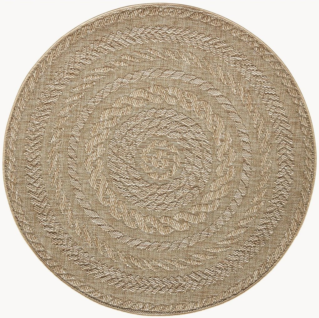 Tapete redondo para interior e exterior com aspeto de juta Almendro