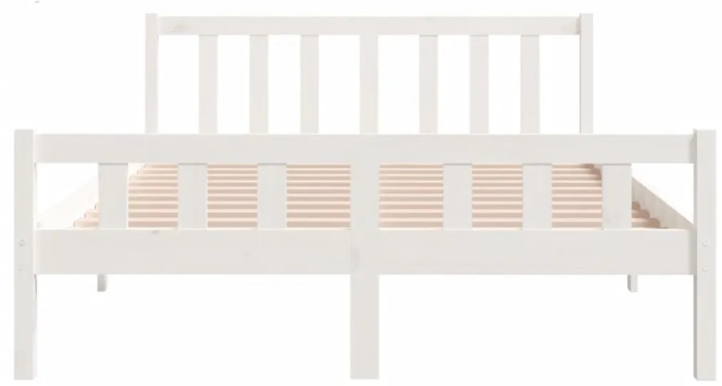 Estrutura de cama 140x190 cm madeira maciça branco