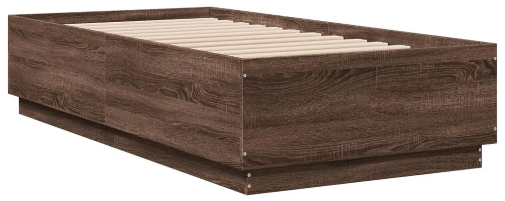 Estrutura de cama 90x190 cm derivados madeira carvalho castanho