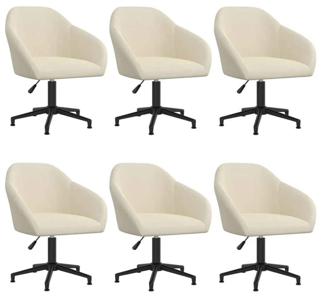 vidaXL Cadeiras de jantar giratórias 6 pcs veludo cor creme