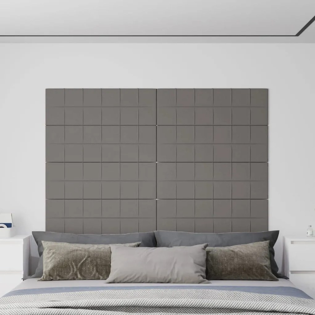 vidaXL Painel de parede 12 pcs 90x30 cm tecido 3,24 m² cinza-claro