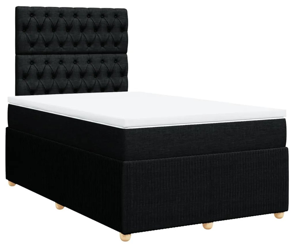 Cama boxspring com colchão 120x190 cm tecido preto