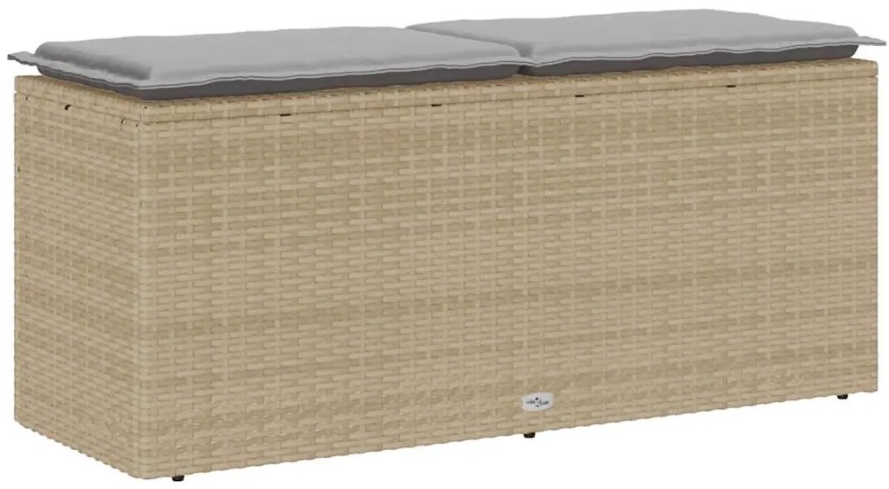 Banco de jardim com almofadão 110x40x44 cm vime PE bege