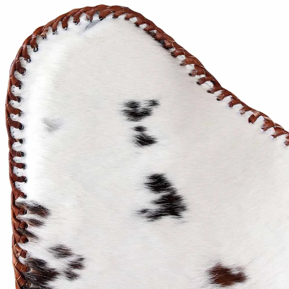 Cadeira borboleta pele de vaca genuína castanho e branco