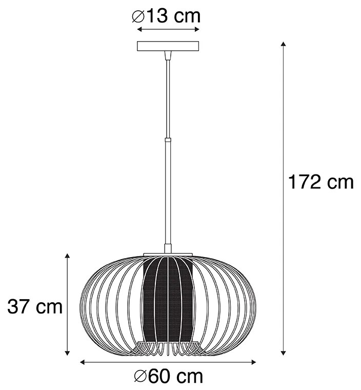Candeeiro de suspensão design dourado com preto 60 cm - Marnie Design
