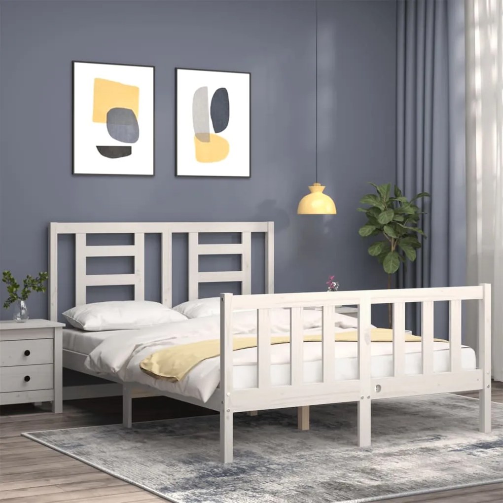 Cama sem colchão 120x200 cm madeira de pinho maciça branco