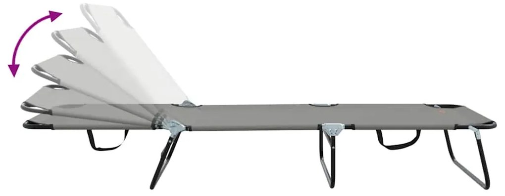 Espreguiçadeira Dobrável 2 pcs Cinza em tecido Oxford 600D