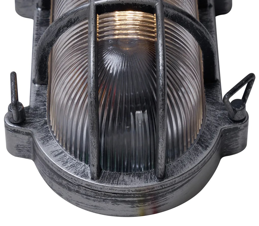 Candeeiro de Parede Exterior Prateado Oval IP44 - Noutica