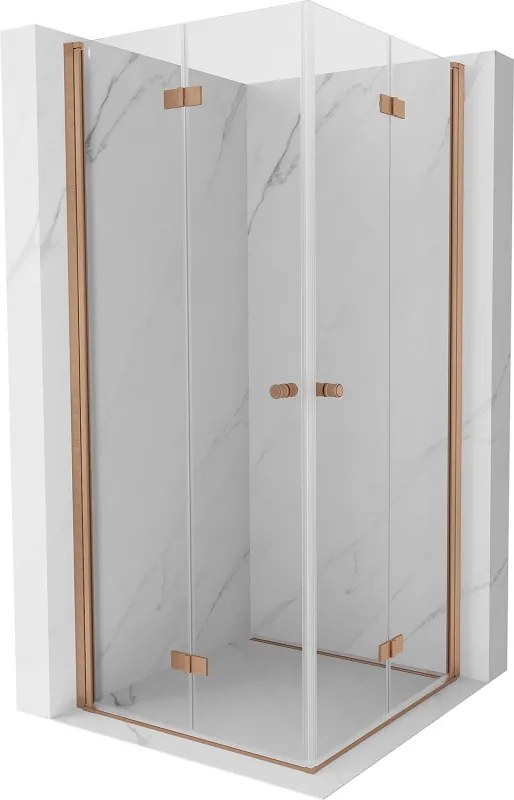Mexen Mist-F Duo cabine de duche dobrável 80 x 80 cm, transparente, cobre escovado - 8A6-080L-080P-65-00
