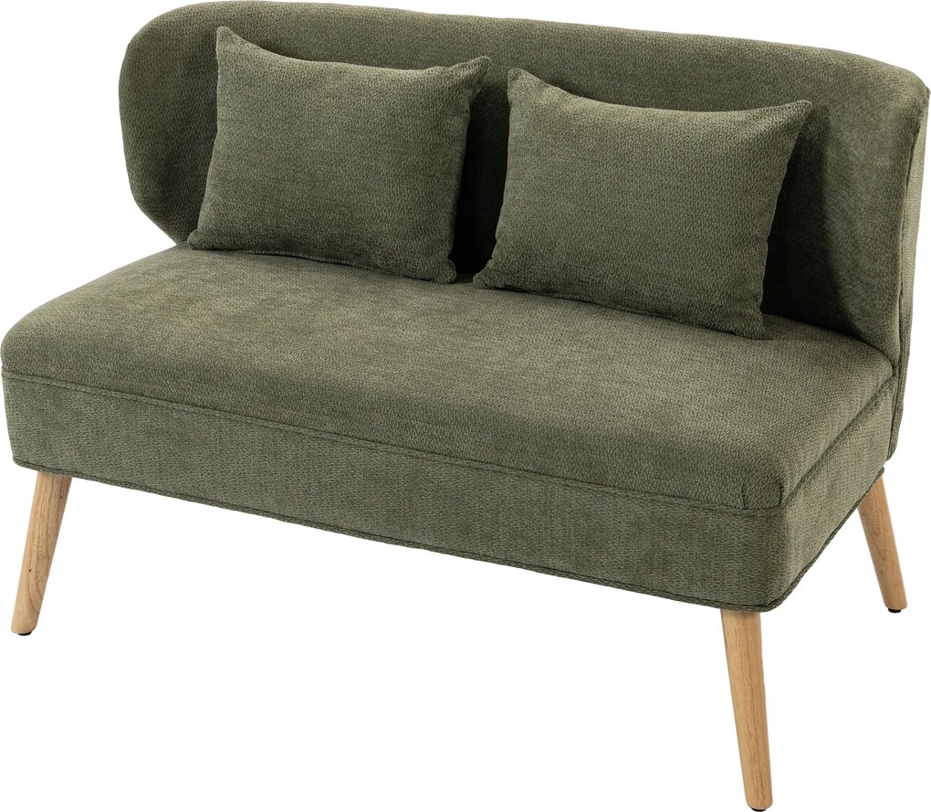 HOMCOM Sofá 2 lugares, sofá chenille pequeno com encosto tipo asa, assento grosso, pés em madeira de seringueira, verde escuro | Aosom Portugal
