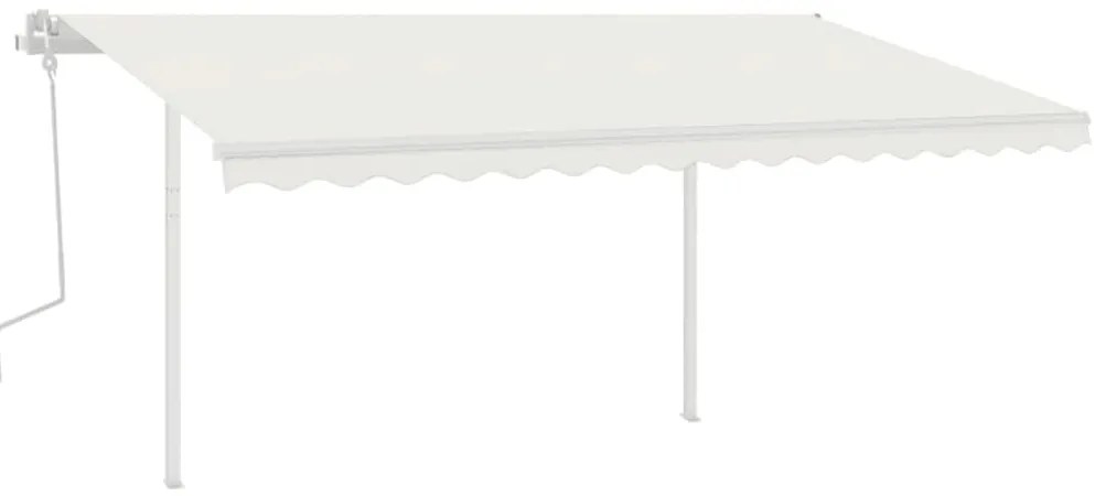 Toldo retrátil manual com postes 4x3,5 m cor creme