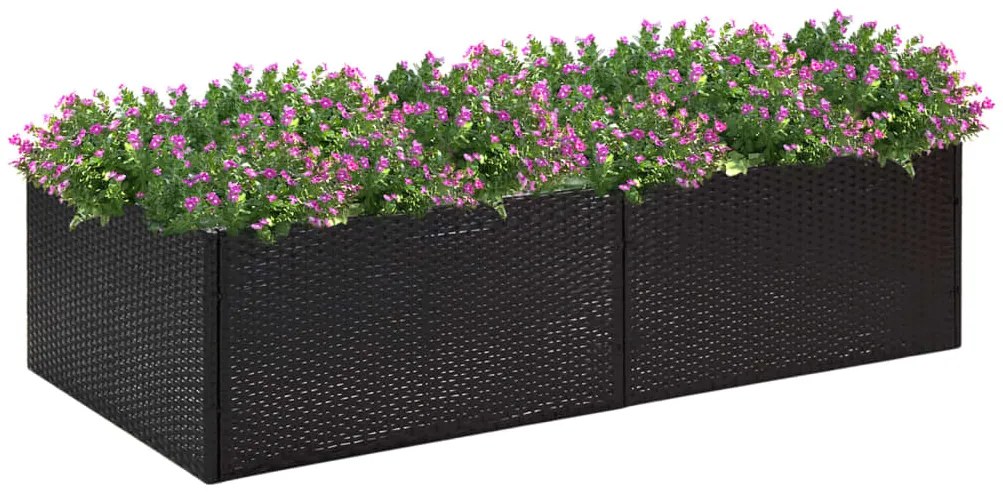 vidaXL Vaso/floreira de jardim 157x80x40 cm vime PE preto