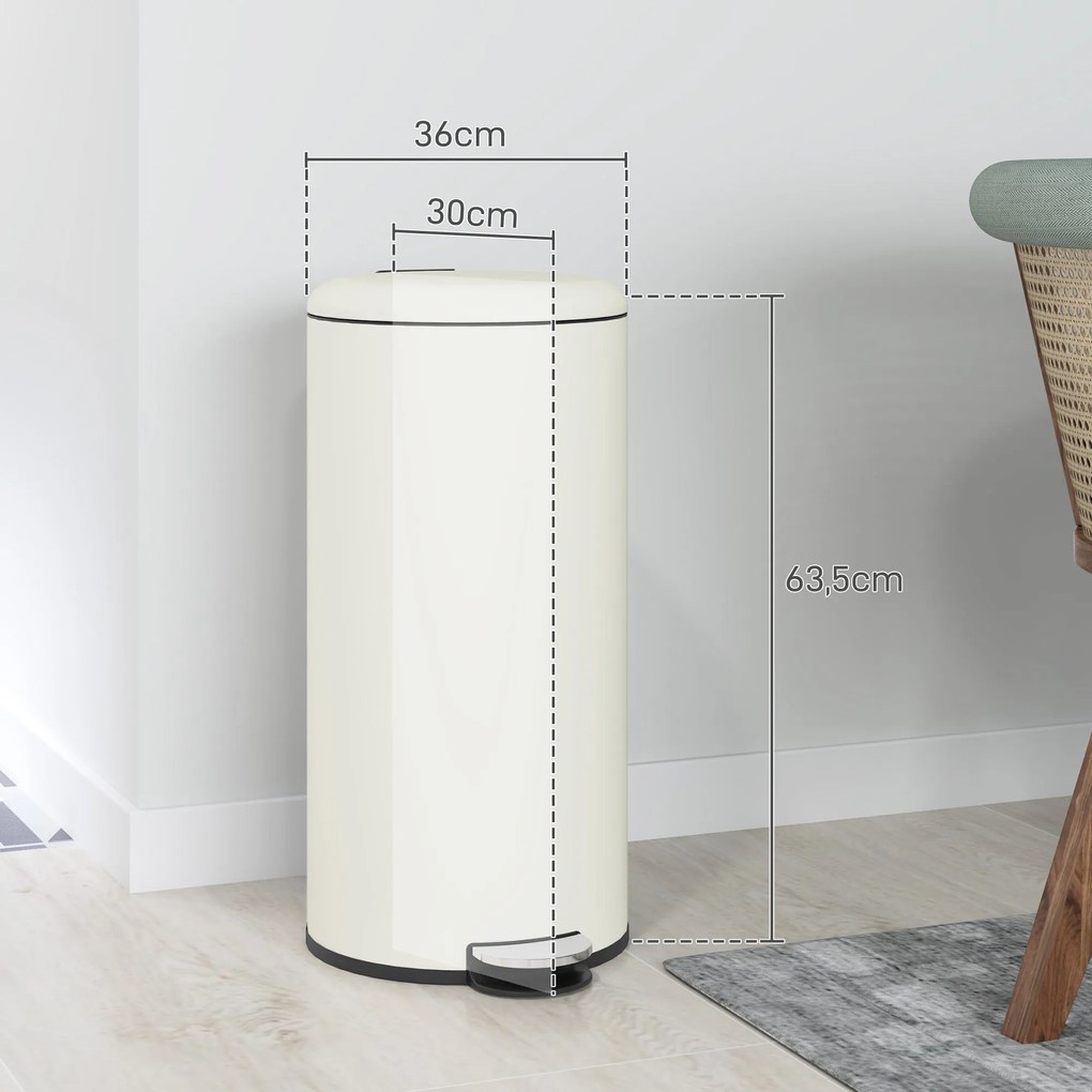 Balde de Lixo para Cozinha 30L Cubo de Lixo com Pedal Tampa com Fecham