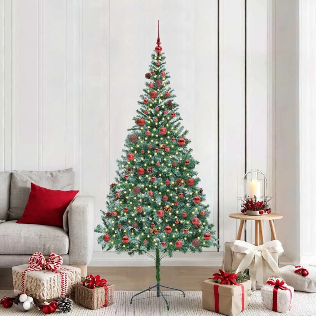vidaXL Árvore de Natal Artificial com 300 LEDs Verde 210 cm PVC e Aço