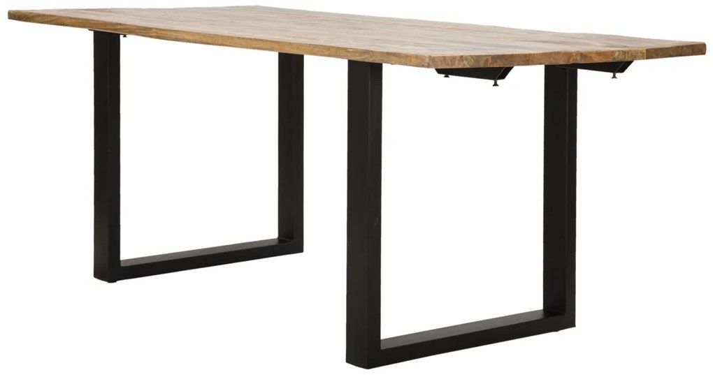 MESA DE JANTAR COM BORDO - EXTENSÍVEL - 180X90X77 CM - COMPRIMENTO TOTAL 280 CASTANHO E PRETO