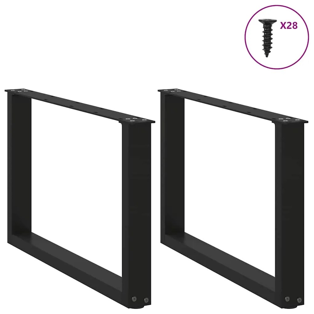Pés para mesa de centro em formato de U, 2 peças, preto, 70x (42-43) c