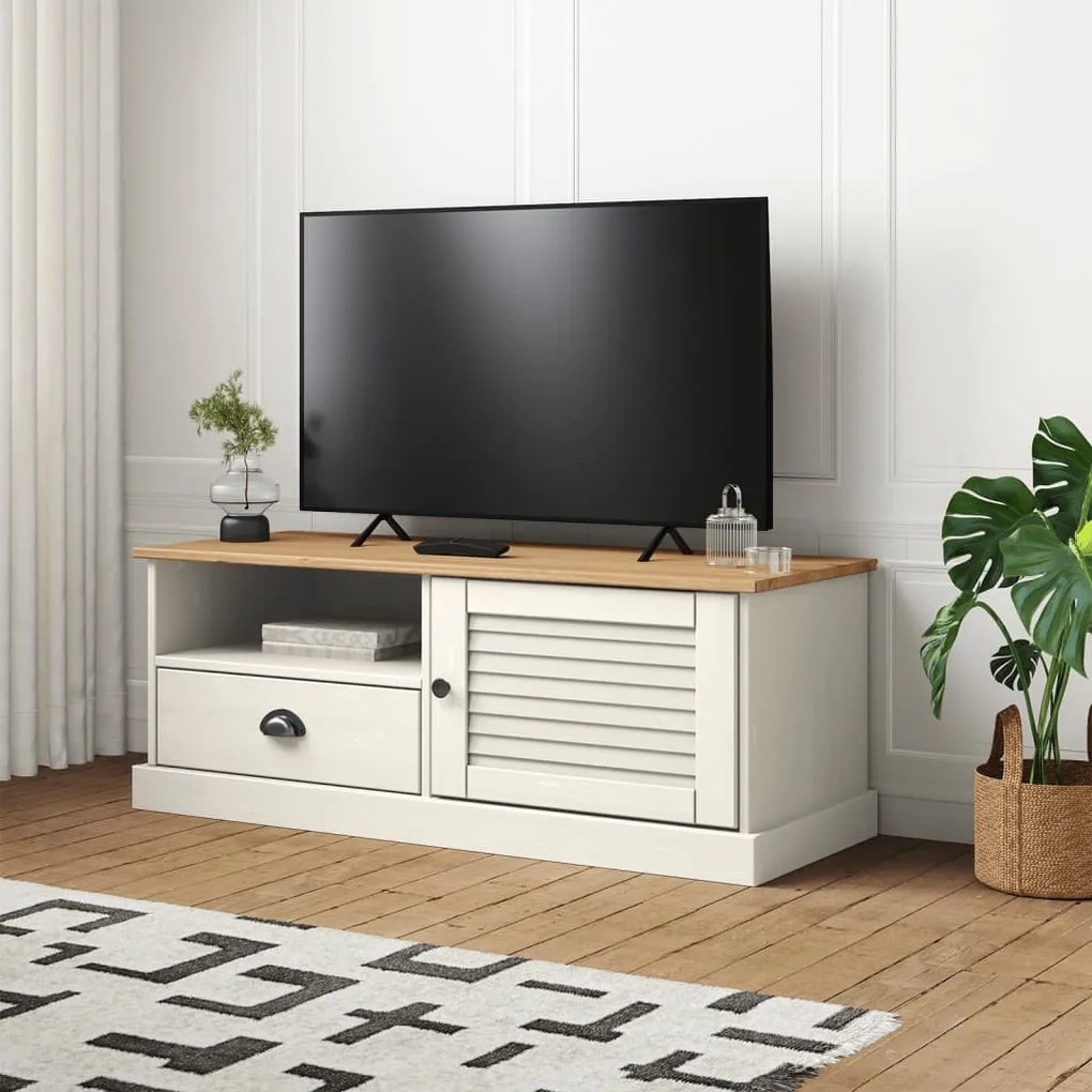 Móvel de TV VIGO 106x40x40 cm madeira de pinho maciça branco