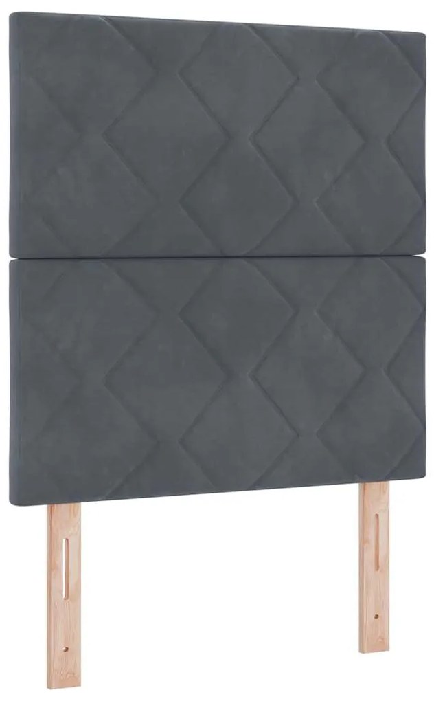 Cama Box com Colchão e LED vidaXL Cinza Escuro 80x200 cm Veludo