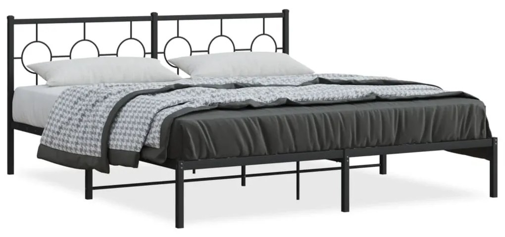 Estrutura de cama em metal com cabeceira 180x200 cm preto