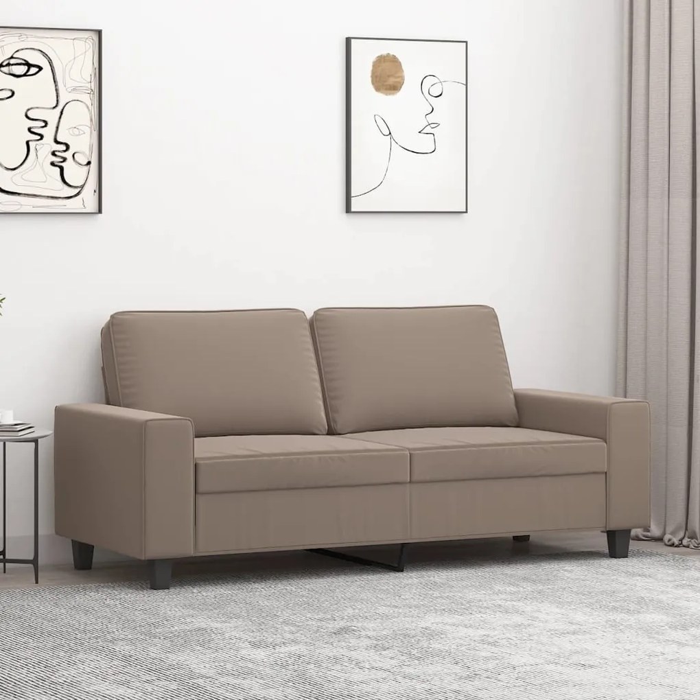 vidaXL Sofá de 2 lugares 140 cm tecido de microfibra cinza-acastanhado