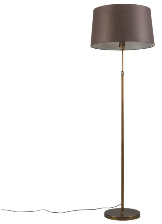 Candeeiro de pé bronze com cúpula castanha 45cm ajustável - Parte