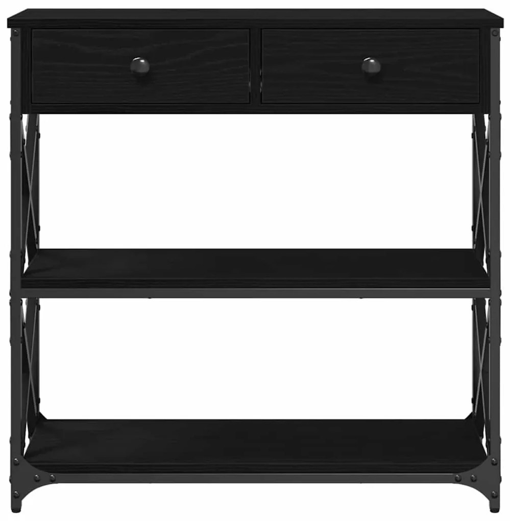 mesa de console vidaXL Preto Carvalho 75x28x75 cm Madeira de Engenhari