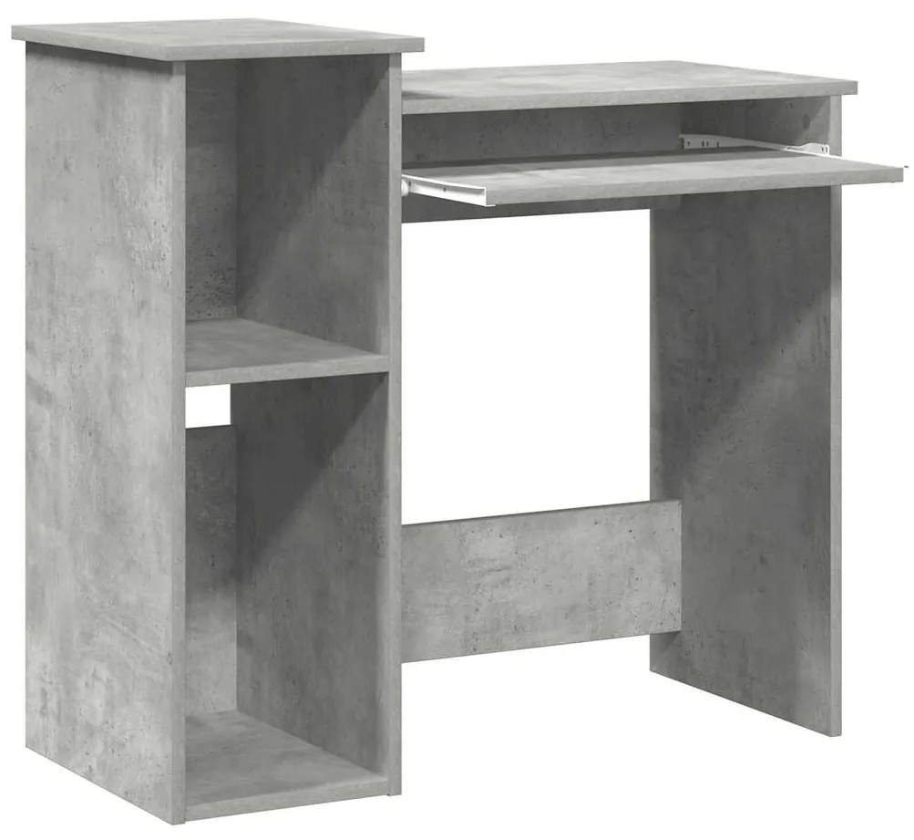 Secretária c/ prateleiras 84x40x78 cm contrap. cinzento cimento