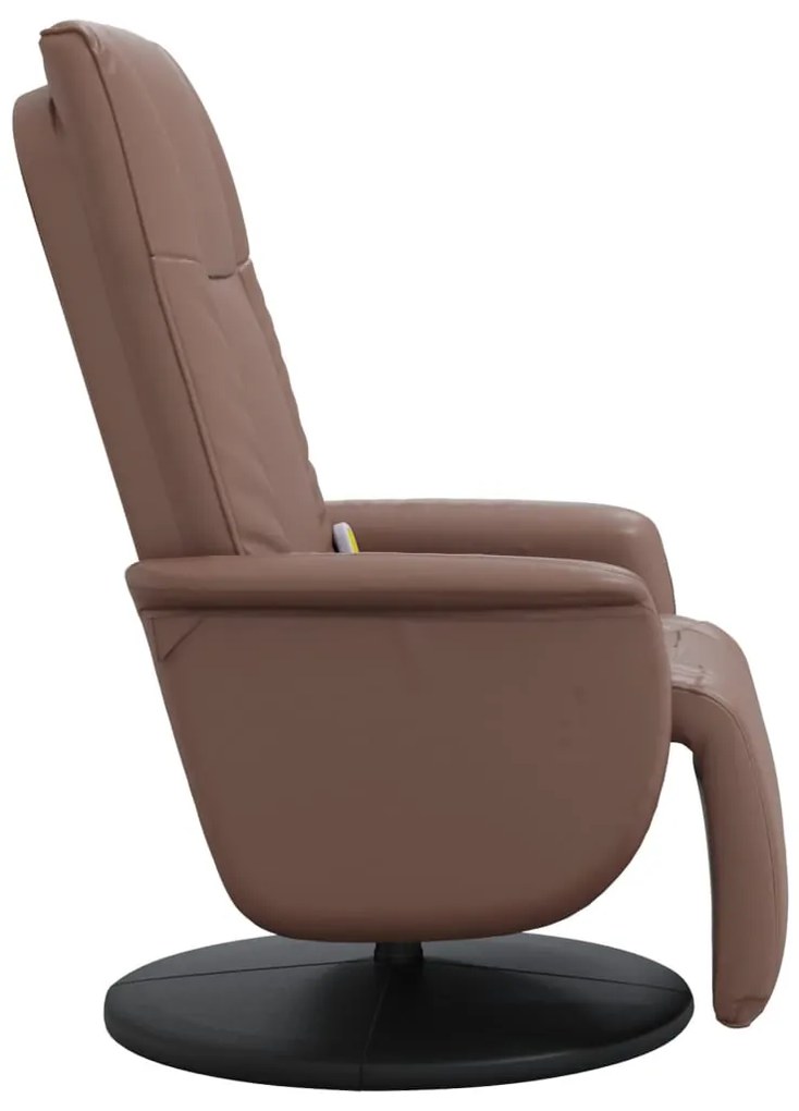 Poltrona massagens recl. c/ apoio pés couro artificial castanho
