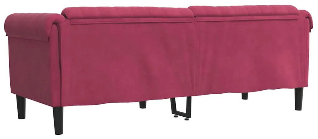 Sofá de 3 lugares veludo vermelho tinto