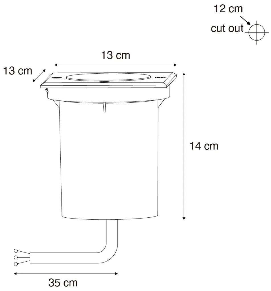 Conjunto de 4 projetores de chão para exterior preto quadrado ajustável IP65 - Delux