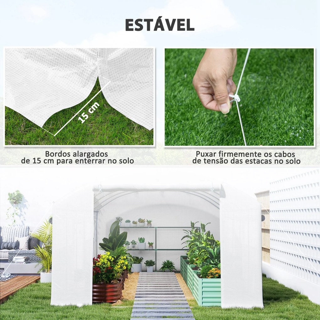 Estufa tipo Túnel 6x3x2 m Estufa de Exterior com 4 Janelas de Malha Co
