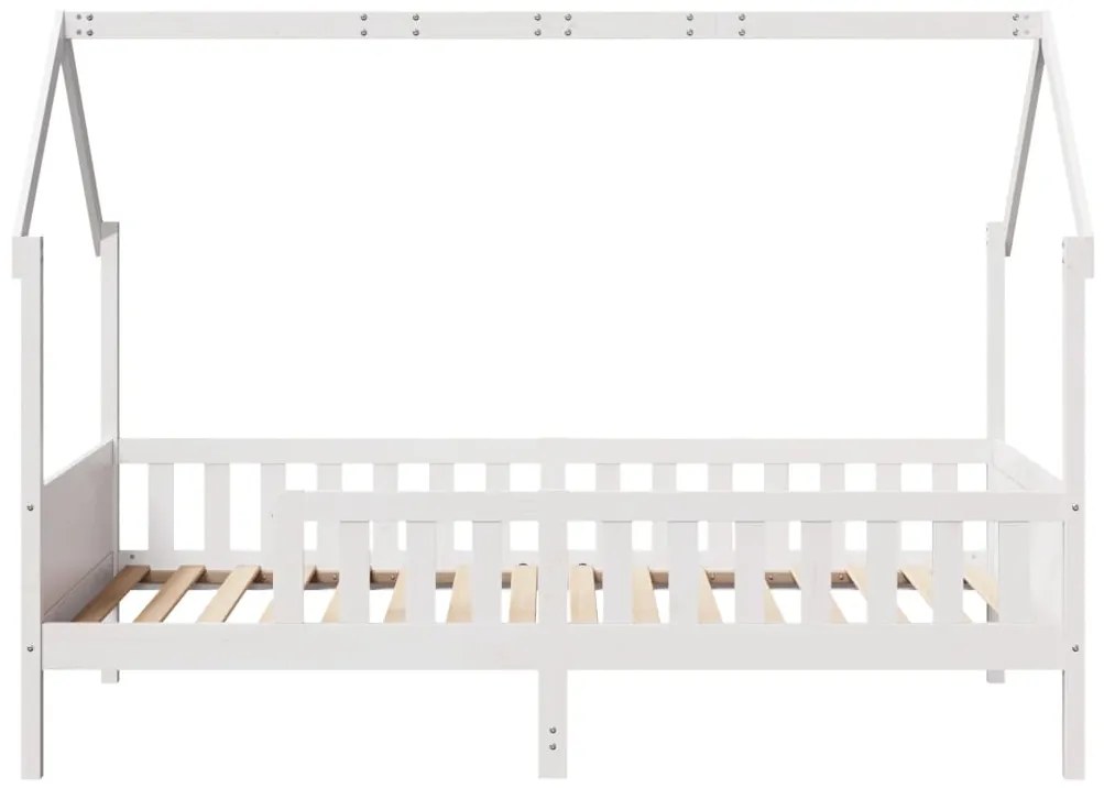 Cama infantil formato de casa 90x200 cm pinho maciço branco