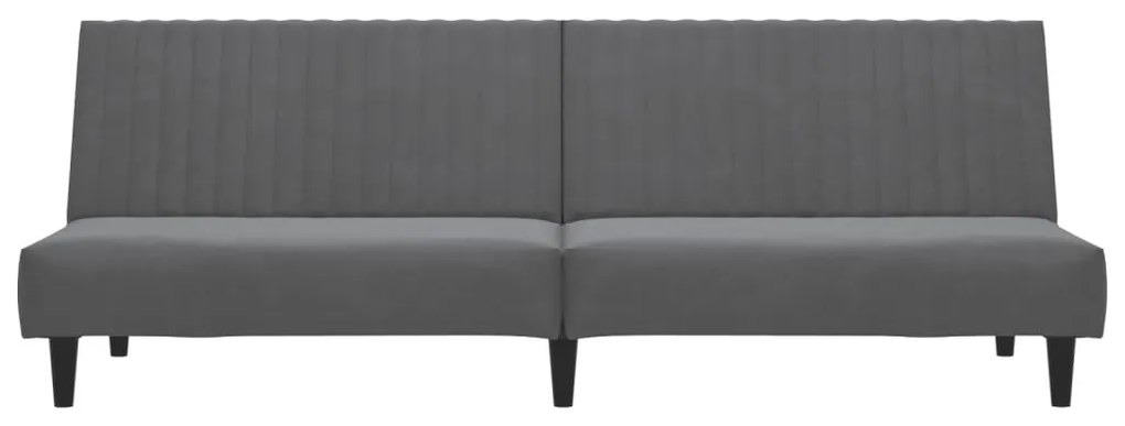 Sofá-cama de 2 lugares veludo cinzento-escuro