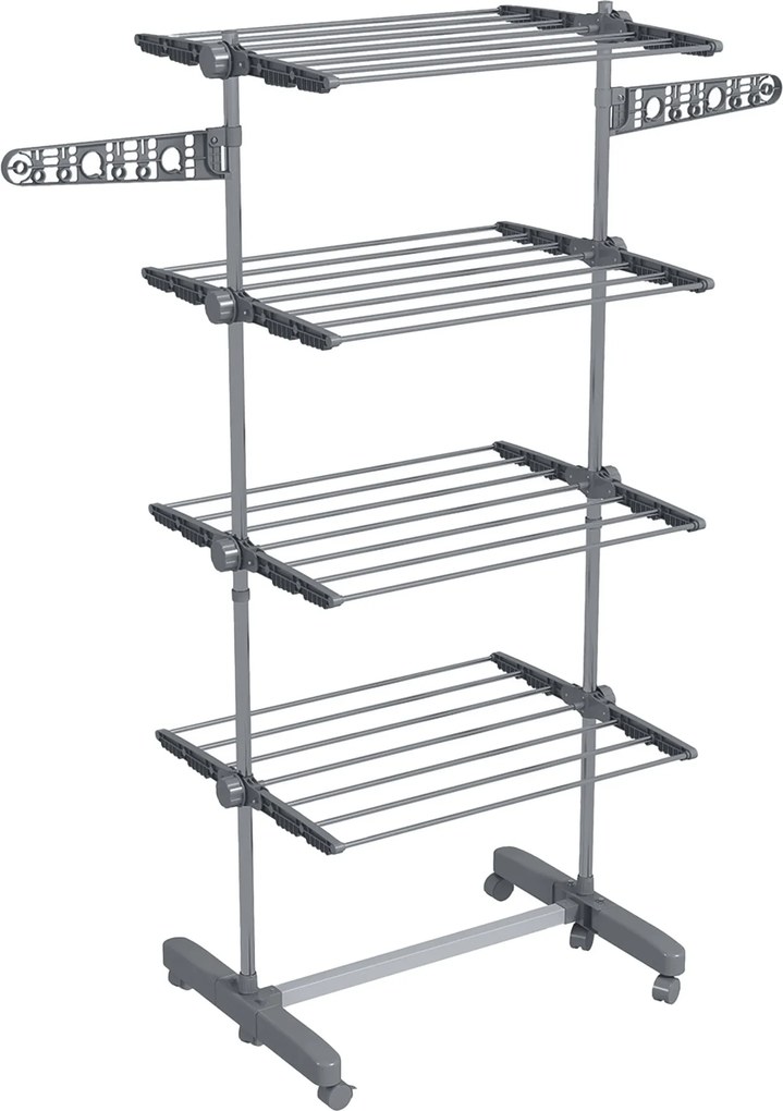 HOMCOM Varal de Roupas Dobrável com Barbatanas Laterais para Uso Interno e Externo 142x55x172 cm 4 Níveis Cinza | Aosom Portugal