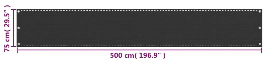 Tela varanda PEAD 75x500 cm antracite