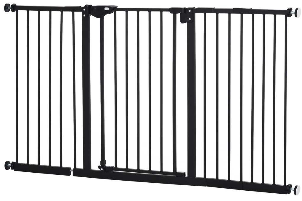 Barreira de Segurança Extensível para Portas e Escadas com Fechamento Automático e Sistema de Duplo Bloqueio 74x148-76cm Preto