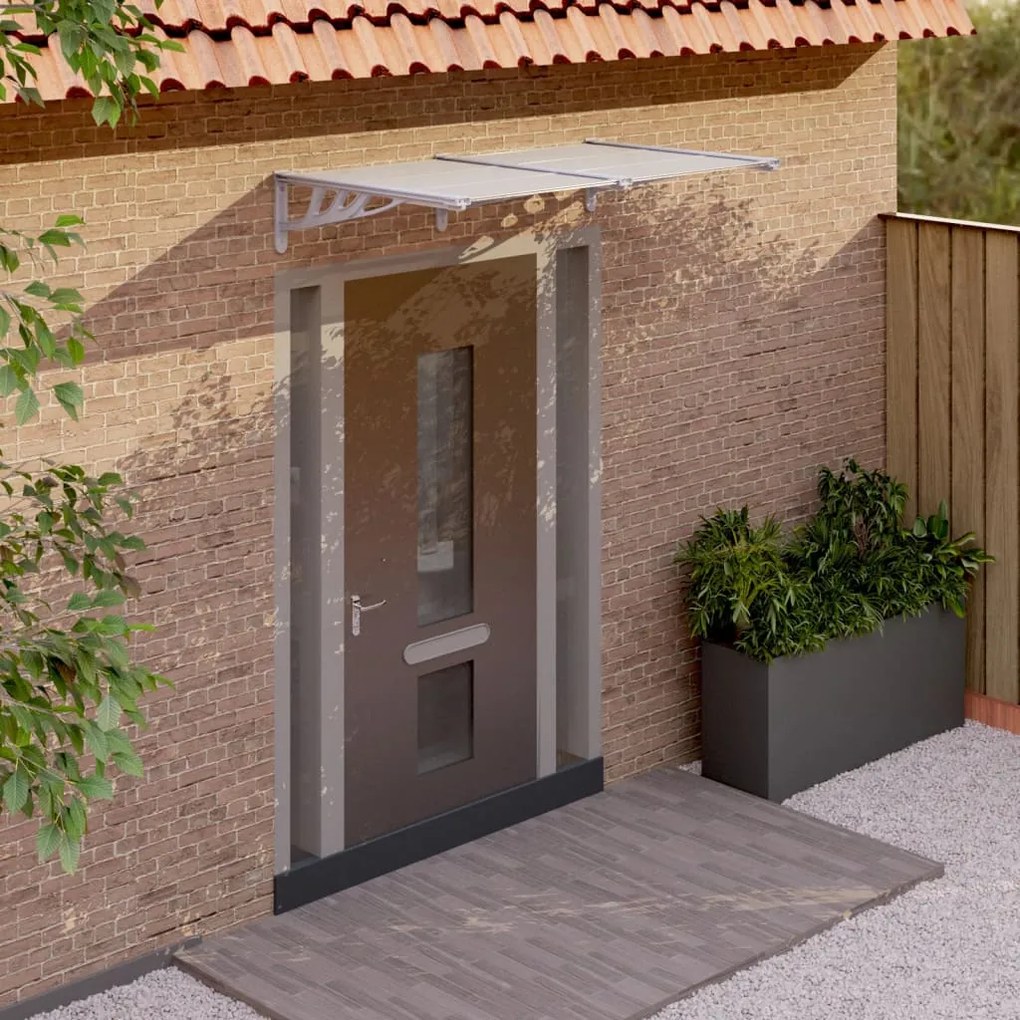 153691 vidaXL Toldo para porta 152,5x90cm policarbonato cinzento/transparente