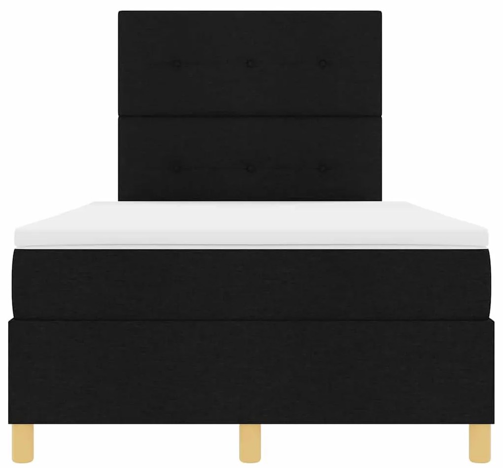 Cama Box Spring com Colchão e LED Preto 120x200 cm Tecido