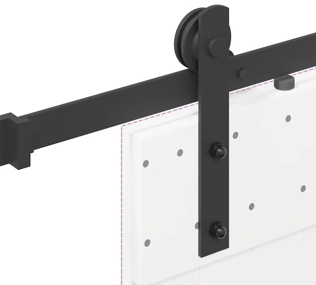 Kit de ferragens para porta deslizante 213,5 cm aço preto