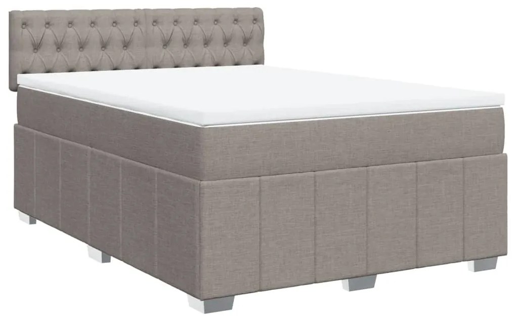 Cama com molas/colchão 140x200 cm tecido castanho-acinzentado