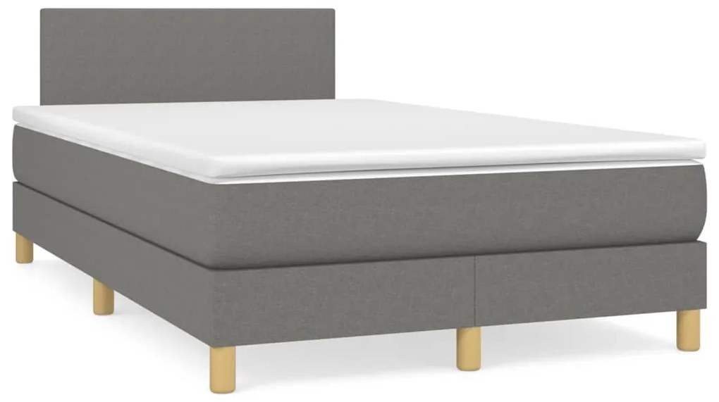 Cama box spring c/ colchão e LED 120x190 cm tecido cinza-escuro