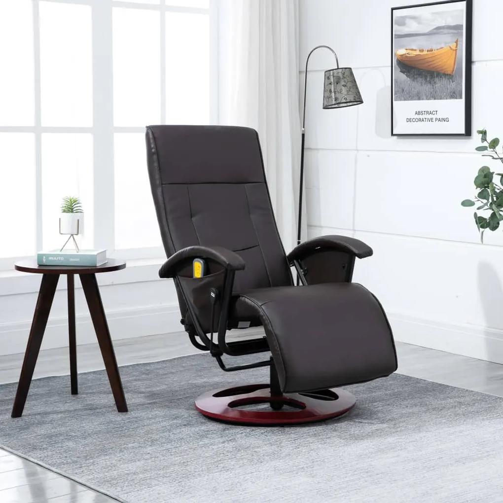 248456 vidaXL Cadeira de massagens couro artificial castanho