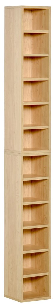 HOMCOM Conjunto de 2 Prateleiras Colunas Armário de Armazenamento CD DVD 6 6 Compartimentos 21x19x88 cm Máx. 160 CD Cor Faia | Aosom Portugal
