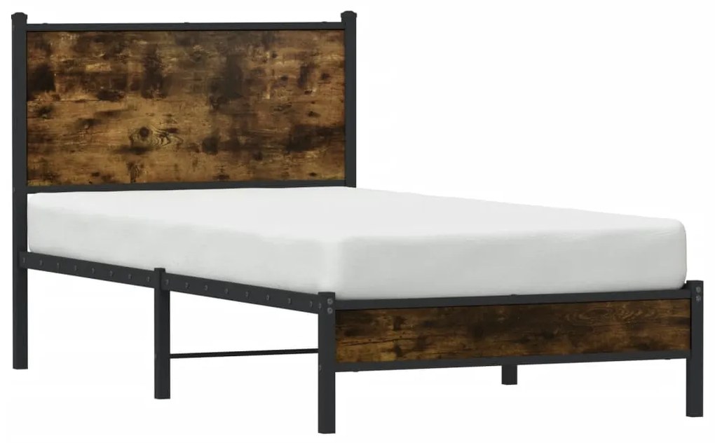Estrutura de cama sem colchão 90x200 cm metal carvalho fumado