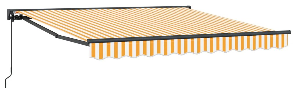 vidaXL Toldo Retrátil Amarelo e Branco 350 x 250 cm Poliéster e Metal