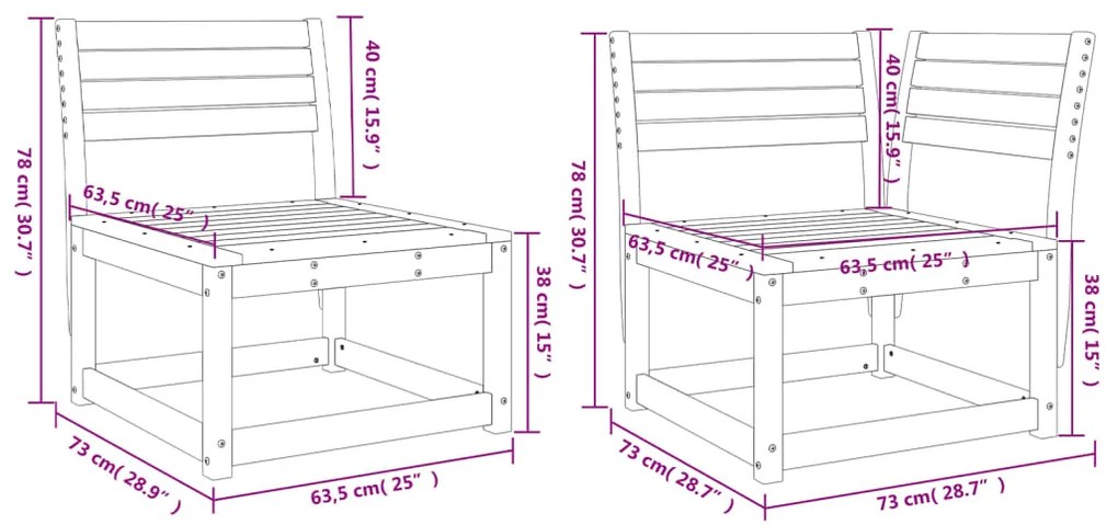 6 pcs conjunto de sofás de jardim madeira de pinho impregnada