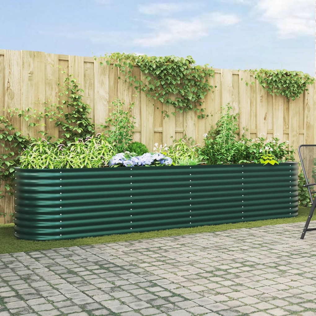 Canteiro Elevado para Jardim vidaXL Verde 400x80x81 cm Aço Galvanizado