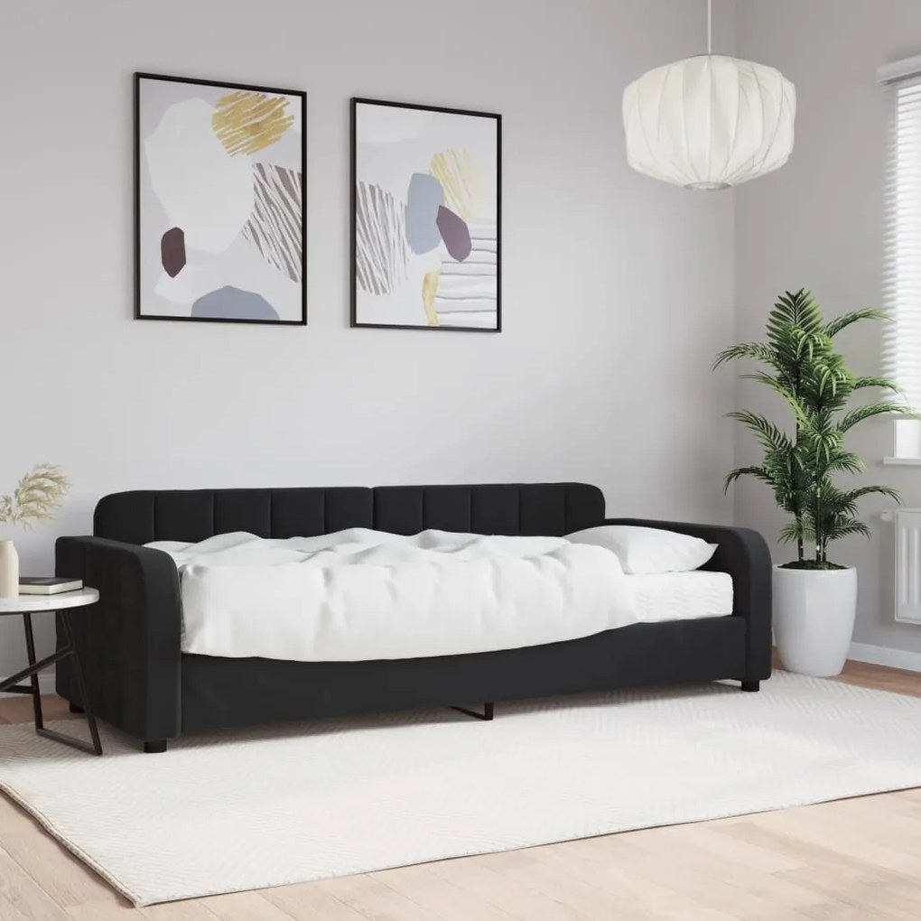 vidaXL Sofá-cama com colchão 80x200 cm veludo preto