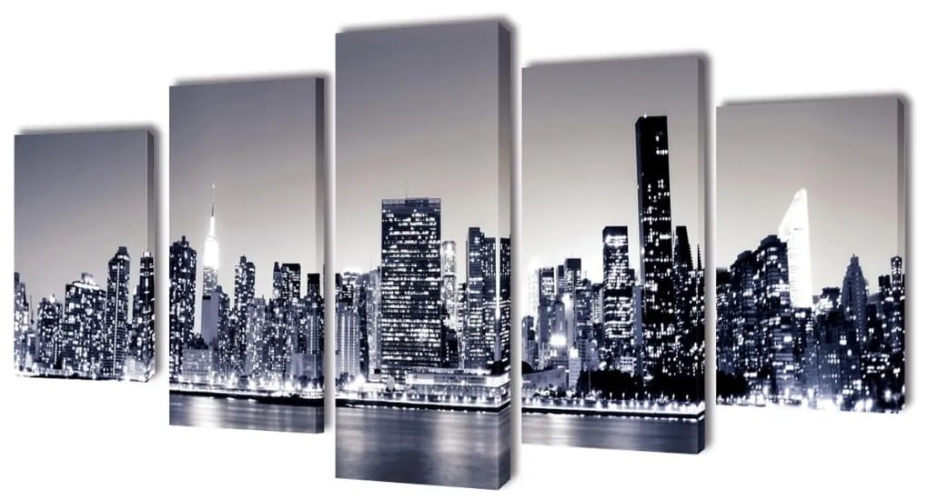 241549 vidaXL Políptico monocromo horizonto Nova Iorque 200 x 100 cm