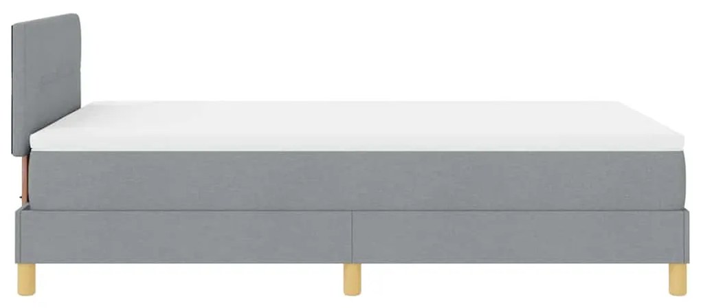 Cama Box Spring com Colchão &amp; LED Cinza Claro 120x200 cm Tecido